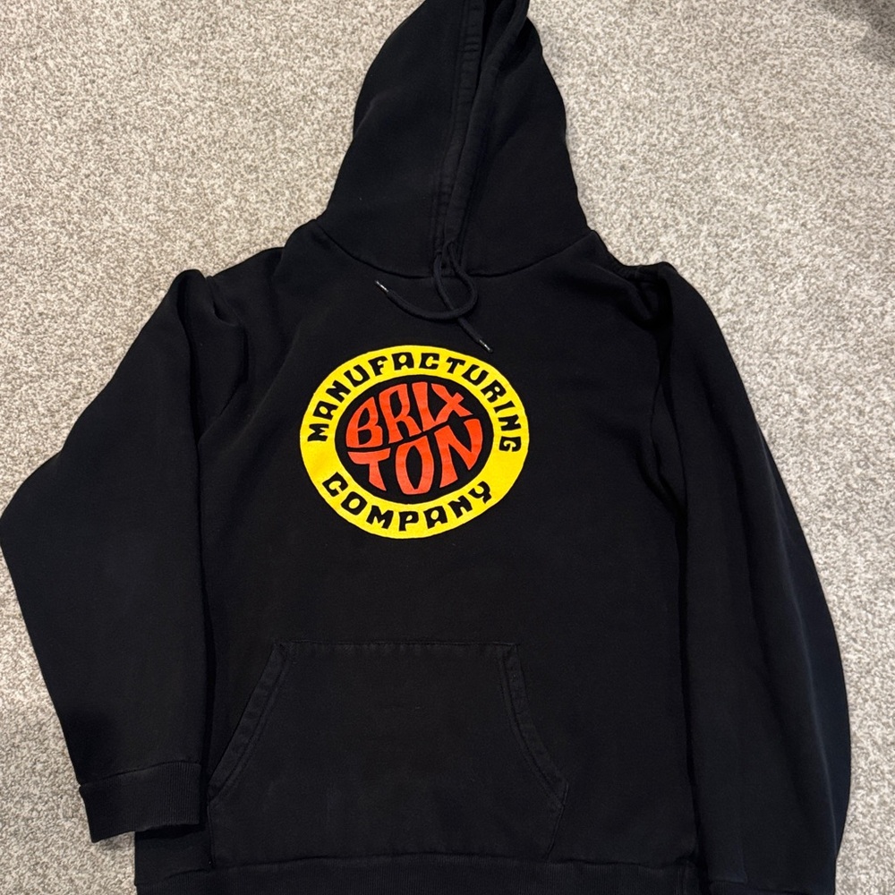 Brixton Black Hoodie with Vibrant Yellow Emblem